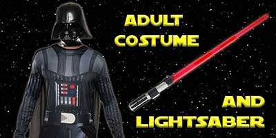 Basic Darth Vader Costume and Lightsaber Bundle