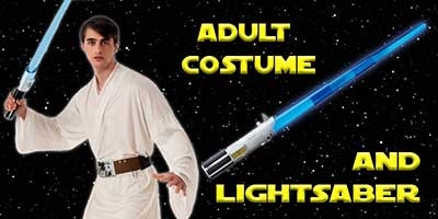 Luke Skywalker Costume and Lightsaber Bundle