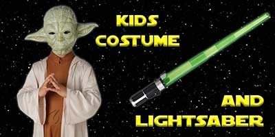 Child Yoda Costume and Lightsaber Bundle