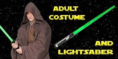 Jedi Robe Costume and Lightsaber Bundle