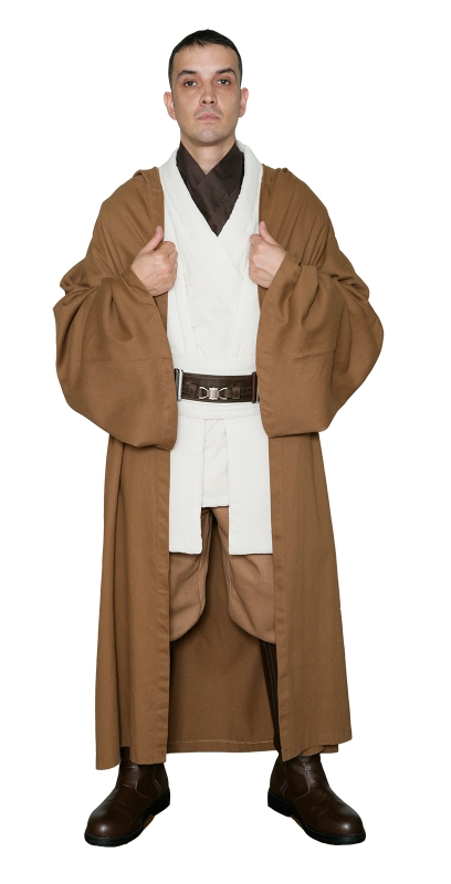 * Star Wars Obi Wan Kenobi Costume - Tunic with Replica LIGHT BROWN Jedi Robe