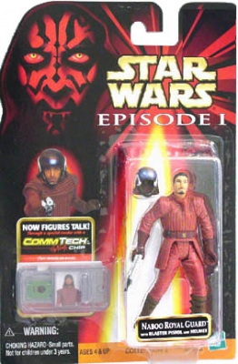 Star Wars Action Figure - Naboo Royal Guard with Blaster Pistol and Rifle - CommTech Chip