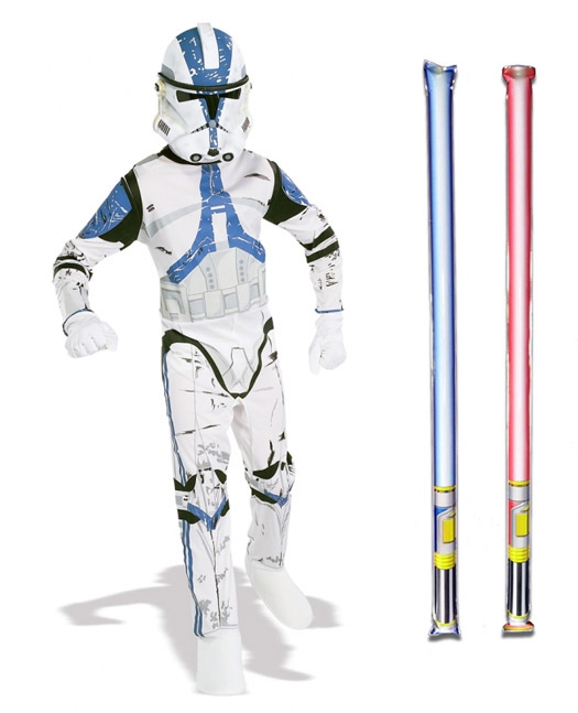 Donau Terughoudendheid Tether STAR WARS : Costumes and Toys : Star Wars Costume Basic Child - Clone  Trooper Episode 3 - WITH x2 FREE LIGHTSABERS